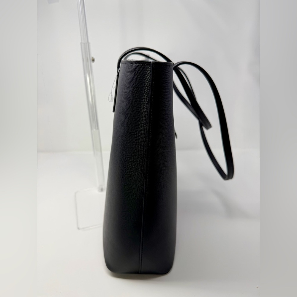 Kate Spade Black Leather Canvas Tote NWOT - Picture 5 of 7